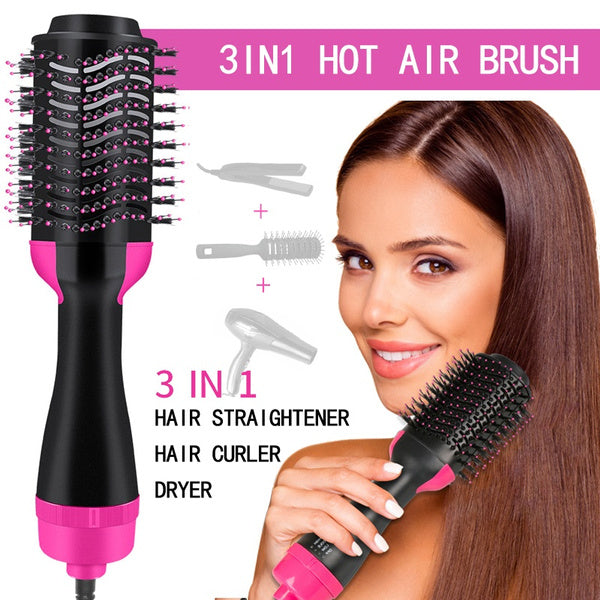 💨 3-in-1 One-Step Hot Air Brush (🌬️ Dryer + ✨ Styler)