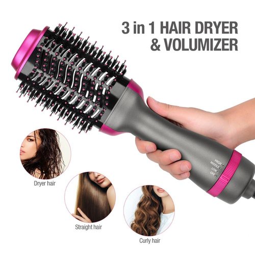 💨 3-in-1 One-Step Hot Air Brush (🌬️ Dryer + ✨ Styler)